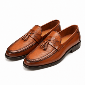 Herren Braune Gewebte Quasten Slipper für formelle und legere Anlässe